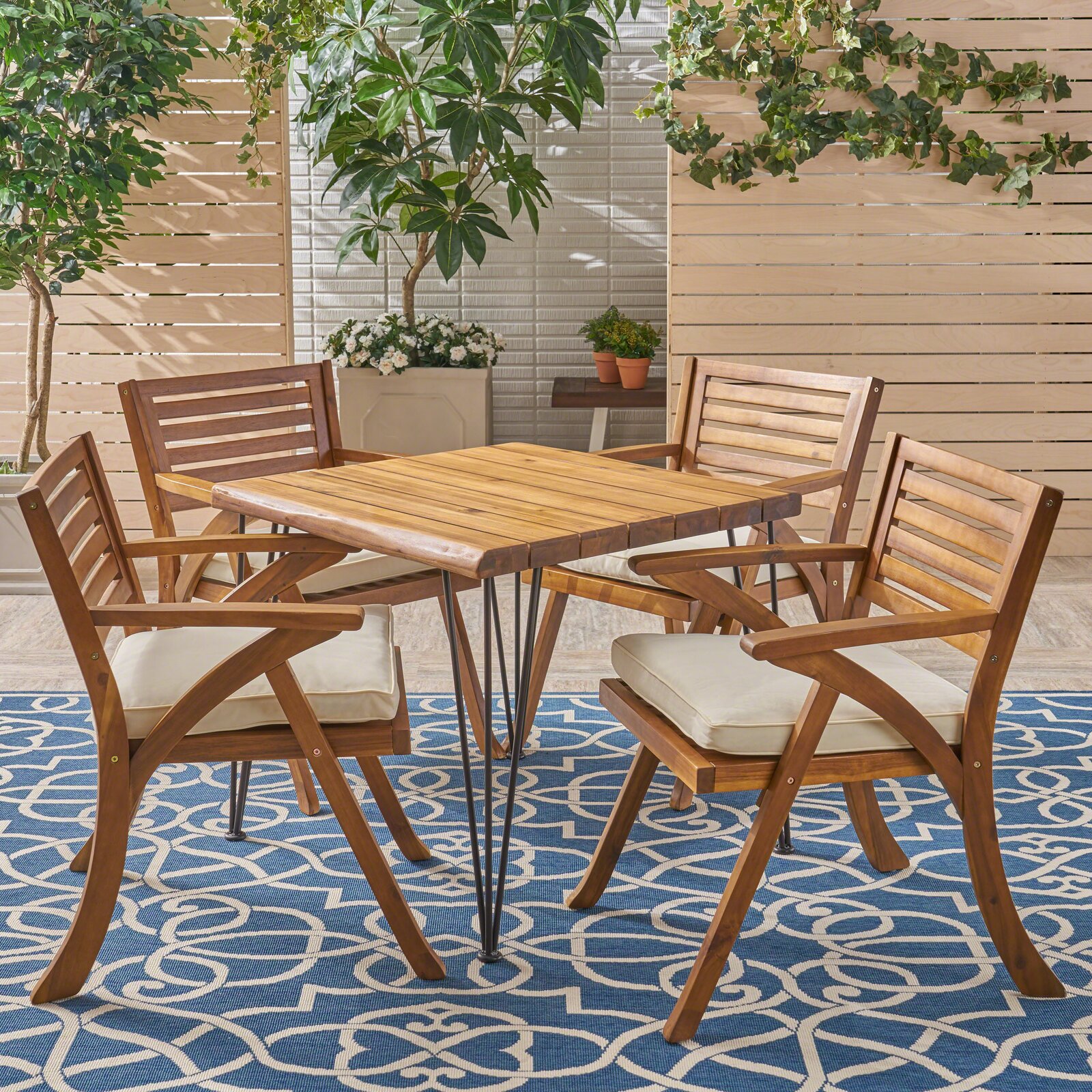 Wade Logan? Hoytville Square 4 - Person Outdoor Dining Set & Reviews